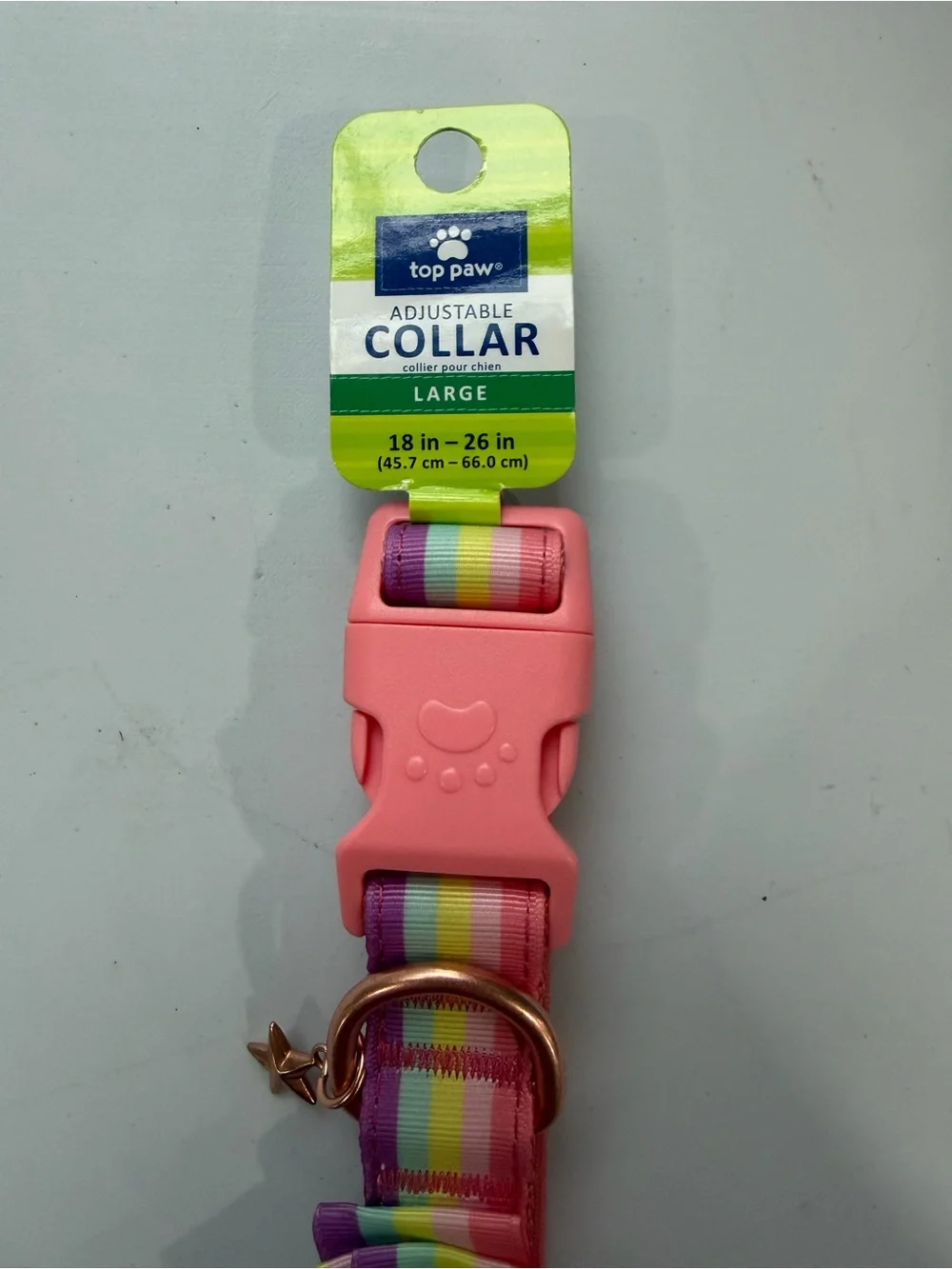 Dog Pink Rainbow Stripe Bow Collar with Star Charm
